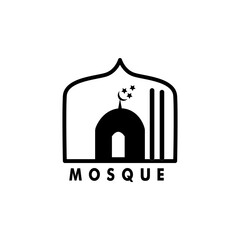 Mosque icon silhouette, Ramadhan Muslim poster isolated on white background