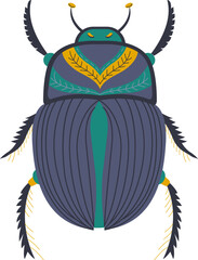 Stylized beetle illustration with intricate patterns. Artistic bug design with decorative elements. Entomology and nature vector illustration.