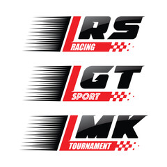 Sport race letters checkered decals