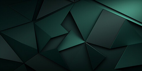A futuristic take on the classic dark green abstract background, this design features cut paper or metal effects that add depth and texture to the piece.AI Generative - obrazy, fototapety, plakaty