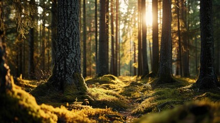 Fototapeta premium The smell of earth and pine, grounding and soothing the senses.