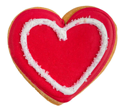 recommend clip art: Celebrate Valentine’s day with a frosted heart shape cookie, red with white outline, isolated