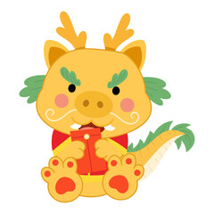 Vector illustration of cute dragon character. Chinese new year concept illustration