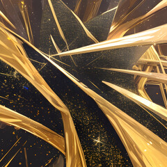 Abstract gold background with ribbons