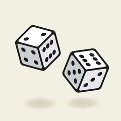 Collection of isometric dice in different positions. Dice in a simple modern style