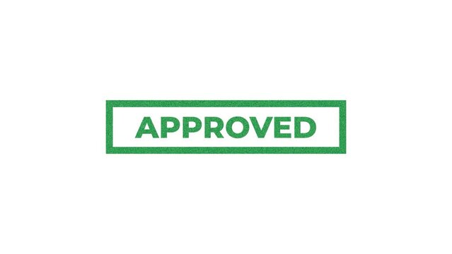 Animated "approved" stamp on white background