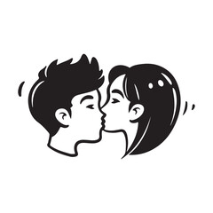 couple kissing silhouette vector illustration