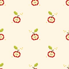 Pixel apple seamless background