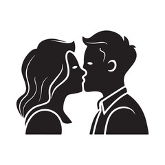 couple kissing silhouette vector illustration