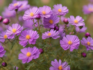 ackground nature Flower mexican aster. purple flowers. background blur. wallpaper Flower, Space for text