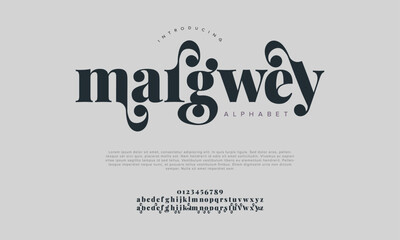 Margwey creative modern urban alphabet font. Digital abstract moslem, futuristic, fashion, sport, minimal technology typography. Simple numeric vector illustration