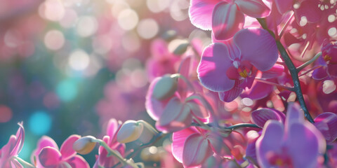 close up orchids in blured background, generative AI
