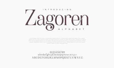 Zagoren creative modern urban alphabet font. Digital abstract moslem, futuristic, fashion, sport, minimal technology typography. Simple numeric vector illustration