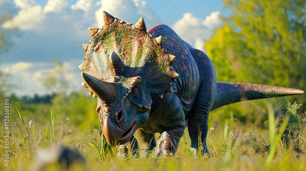 Poster triceratops on wild