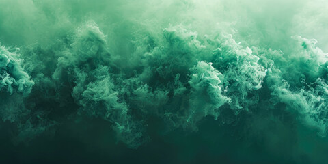 Fototapeta na wymiar A misty mist of emerald green pigment suspended in a clear gel, presenting a translucent and captivating aqueous composition