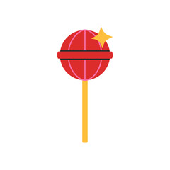 Retro lollipop vector concept. Sweetness, dessert and delicacy. Candy and tasty, but junk food. Back to 80s and 90s. Groovy doodle illustrations isolated on white background. Good for stickers, cards