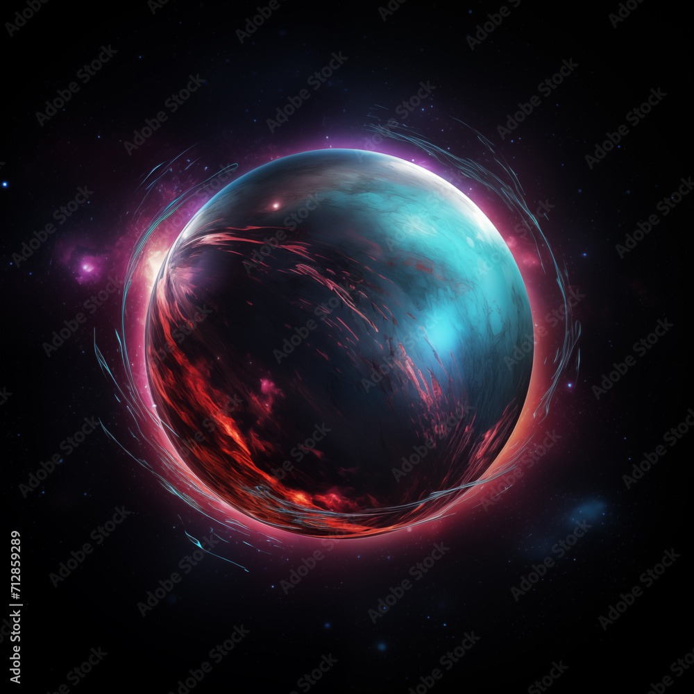 Poster mysterious unknown planet,created with generative ai tecnology.