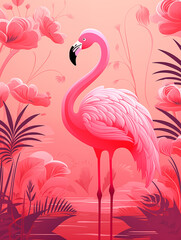 red flamingo illustration,created with Generative AI tecnology.	