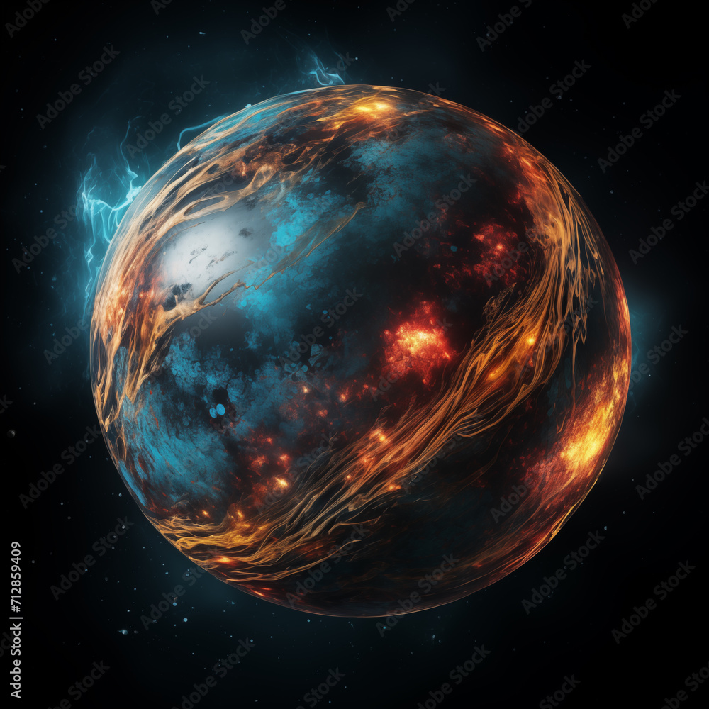 Poster mysterious unknown planet,created with generative ai tecnology.