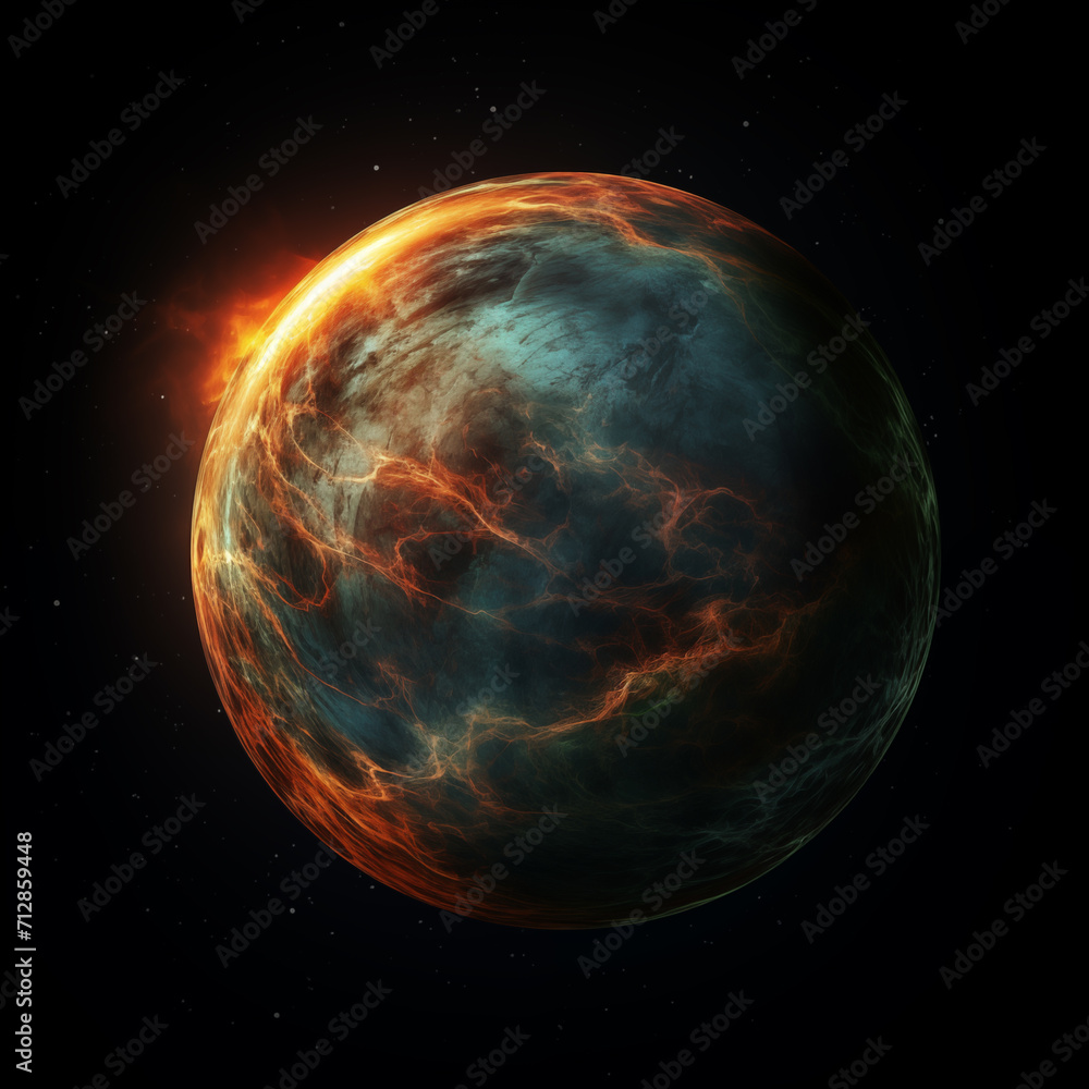 Poster mysterious unknown planet,created with generative ai tecnology.