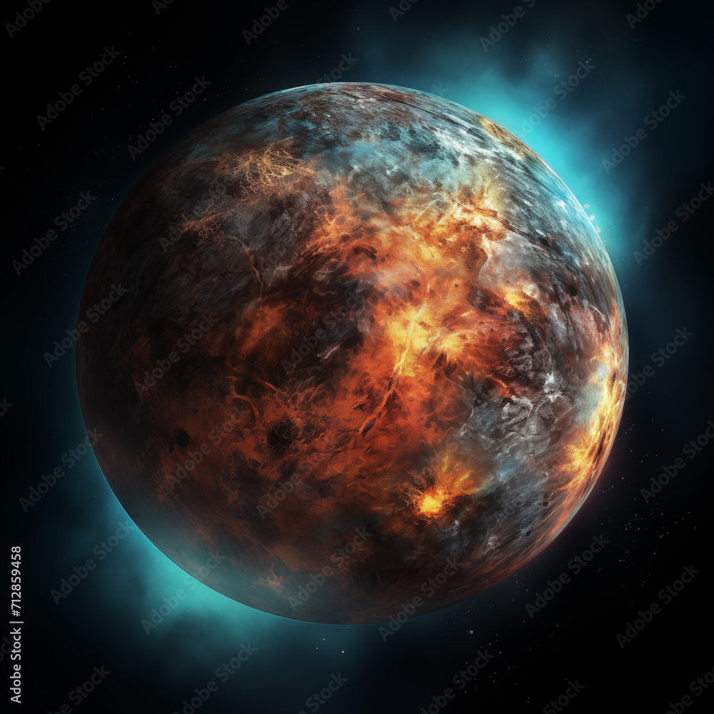 Poster mysterious unknown planet,created with generative ai tecnology.