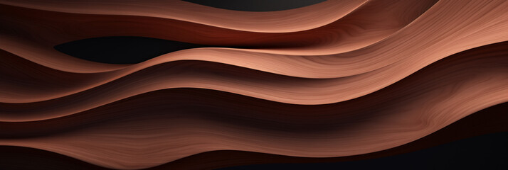 3D Abstract Wavy Wooden Texture on Dark Background