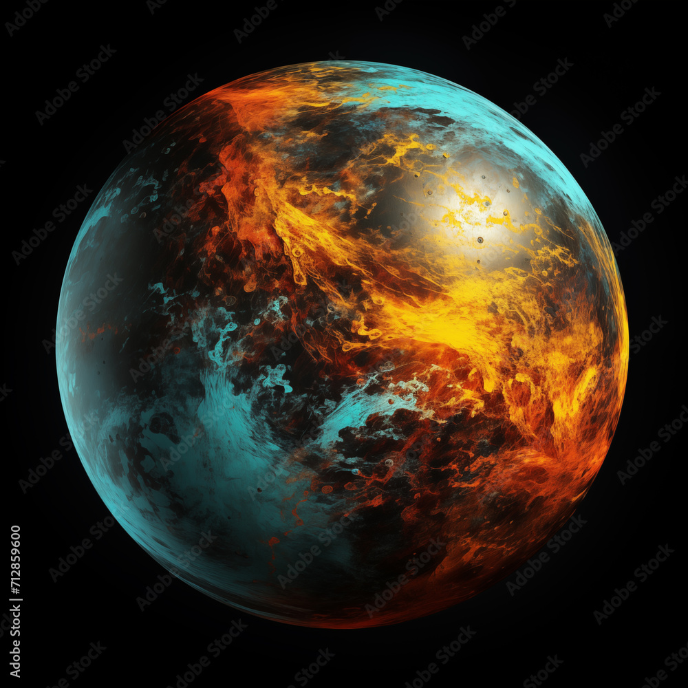 Poster mysterious unknown planet,created with generative ai tecnology.