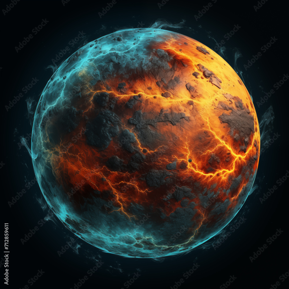 Poster mysterious unknown planet,created with generative ai tecnology.
