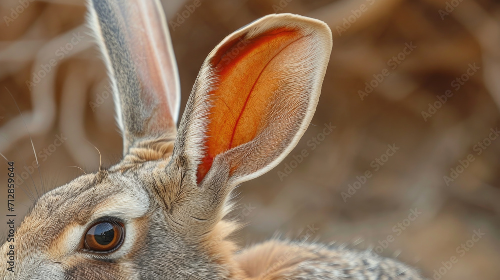 Poster in this closeup image a jackrabbits ear is on full display showcasing its remarkable ability to rota