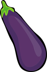Illustration of a purple eggplant isolated on a white background.