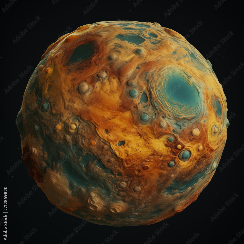 Poster mysterious unknown planet,created with generative ai tecnology.
