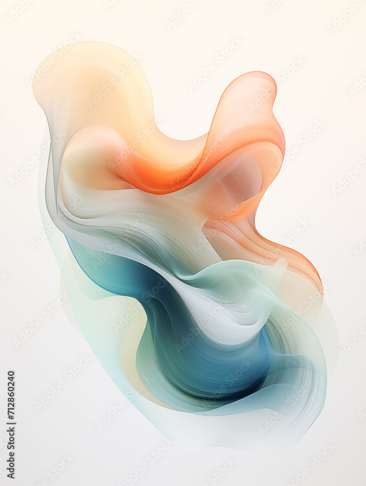 Poster colorful curve graphic objects,created with generative ai tecnology.