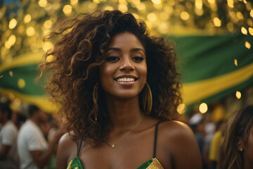 Photo of a beautiful woman, celebrating Carnival in Brazil