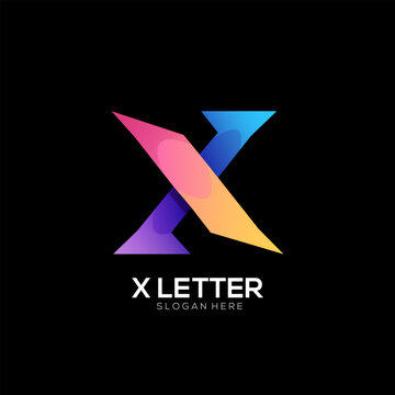 Logotype of X letter logo gradient colorful
