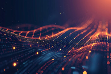 Futuristic holographic particle display, glowing particles and data flow concept illustration