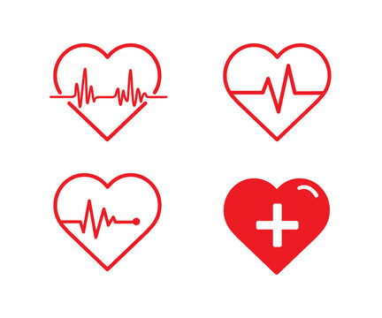Heartbeat line icon. Emergency defibrillator sign. Automated External Defibrillator. Vector illustration.
