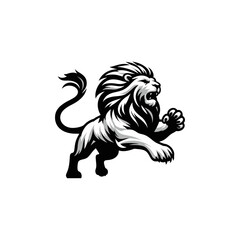 Vector Logo of a Charging Lion. Symbolizing Strength, Leadership, and Nobility. Versatile Design Perfect for Logos, Branding, and Marketing Initiatives. High Quality Illustration on white background.