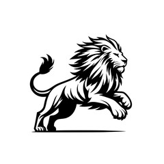 Vector Logo of a Charging Lion. Symbolizing Strength, Leadership, and Nobility. Versatile Design Perfect for Logos, Branding, and Marketing Initiatives. High Quality Illustration on white background.