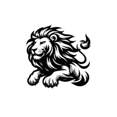 Obraz premium Vector Logo of a Charging Lion. Symbolizing Strength, Leadership, and Nobility. Versatile Design Perfect for Logos, Branding, and Marketing Initiatives. High Quality Illustration on white background.