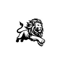 Vector Logo of a Charging Lion. Symbolizing Strength, Leadership, and Nobility. Versatile Design Perfect for Logos, Branding, and Marketing Initiatives. High Quality Illustration on white background.