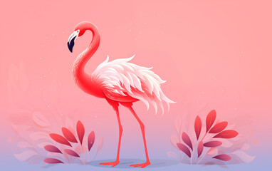 red flamingo illustration,created with Generative AI tecnology.
