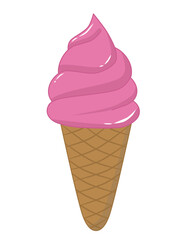 Doodle ice cream  illustration of strawberry raspberry summer flavor with brown and pink color that can be use for social media, sticker, wallpaper, e.t.c	