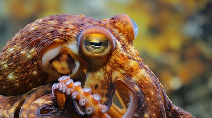 Closeup of the octo beak ready to snap shut on a small crustacean as it hunts for its next meal