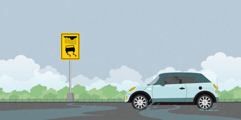 Rain warning sign icon.