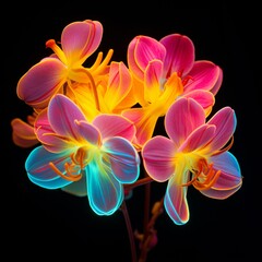 Fototapeta premium Generative AI Bladder senna Flower neon Color illustration photo