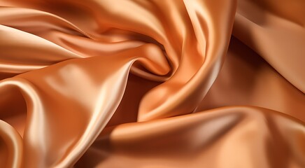 light red orange color satin fabric silk for background. Orange fabric textile drape with crease wavy folds, wind movement, background, texture. - obrazy, fototapety, plakaty