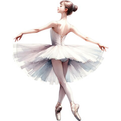 A Ballerina, A watercolor painting of a ballerina girl performing an graceful ballet movement, PNG Clipart Transparent Background