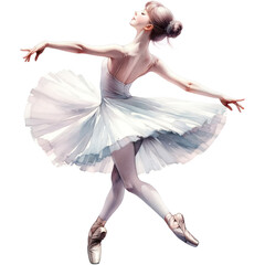A Ballerina, A watercolor painting of a ballerina girl performing an graceful ballet movement, PNG Clipart Transparent Background