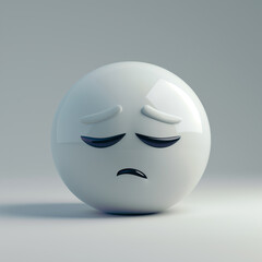 Deceptive Whimsy: 3D White Sphere with Lying Face Emoji Render