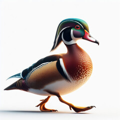 Naklejka premium Wood duck, Carolina duck (Aix sponsa), beautiful , pato joyuyo, huyuyo, de la Florida, pato de Carolina, isolated on White background.